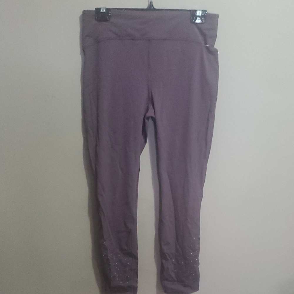 Lululemon Zoned In Brown High Rise Leggings with Sparkle Detail Size 10